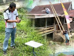 Dinas Kominfo Sulbar Pemasangan Bantuan Perangkat Jaringan Internet Via Satelit di Tabulahan Mamasa