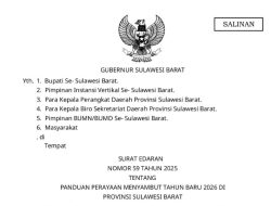 Sambut Tahun Baru 2026, Gubernur Sulbar Terbitkan Edaran Larangan Petasan hingga Balapan Liar