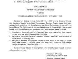 PENGUMUMAN RESMI: Pemprov Sulawesi Barat Instruksikan Pengibaran Bendera Setengah Tiang Sebagai Tanda Berkabung